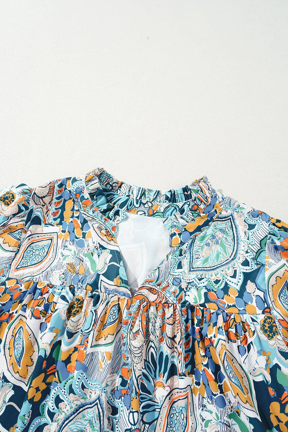 (Plus Tops) Floral Puff Sleeve Summer Blouse  (P-FPS05)