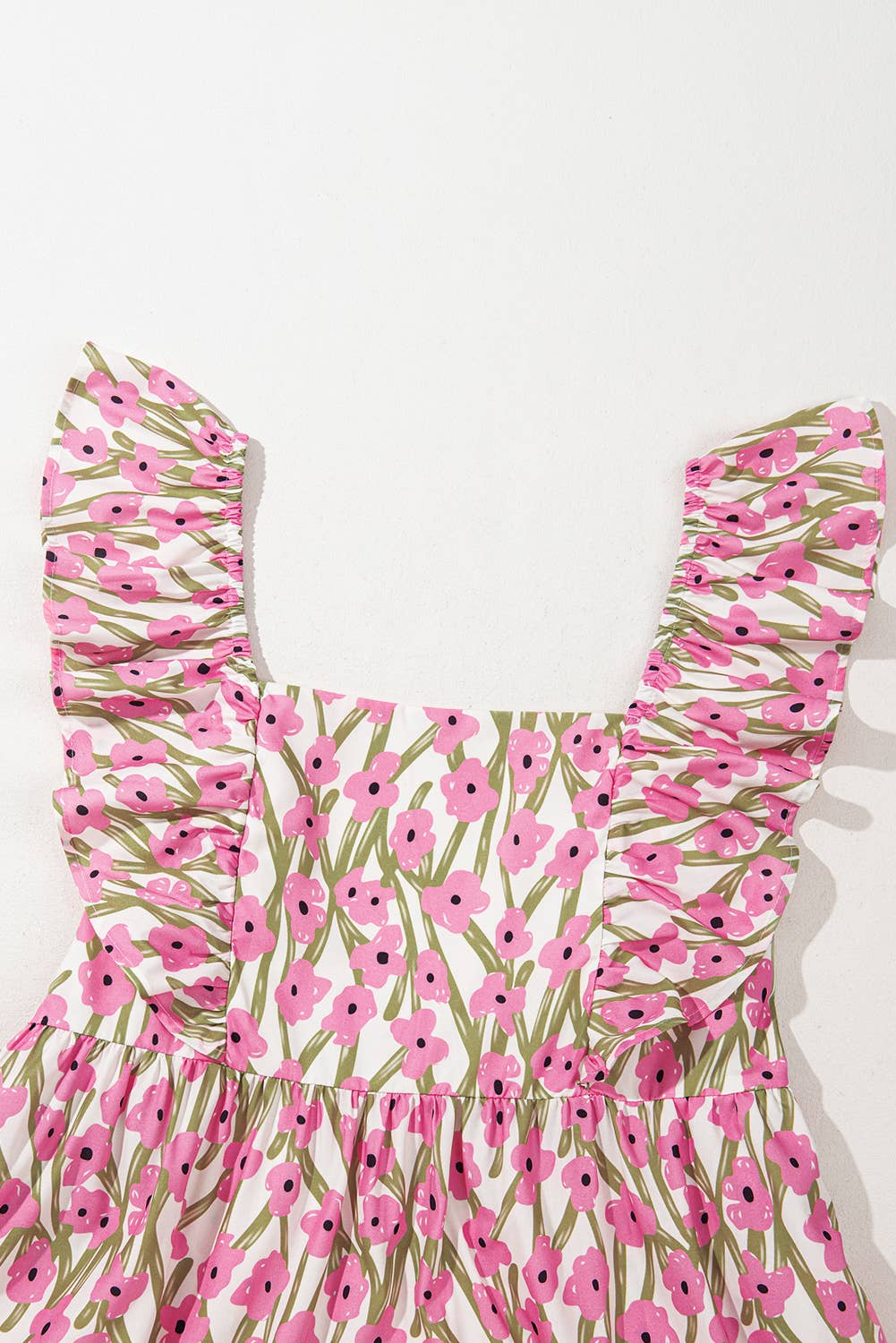 FINAL SALE -  Ruffle Trim Square Neck High Waist Floral  (P-RSND11)