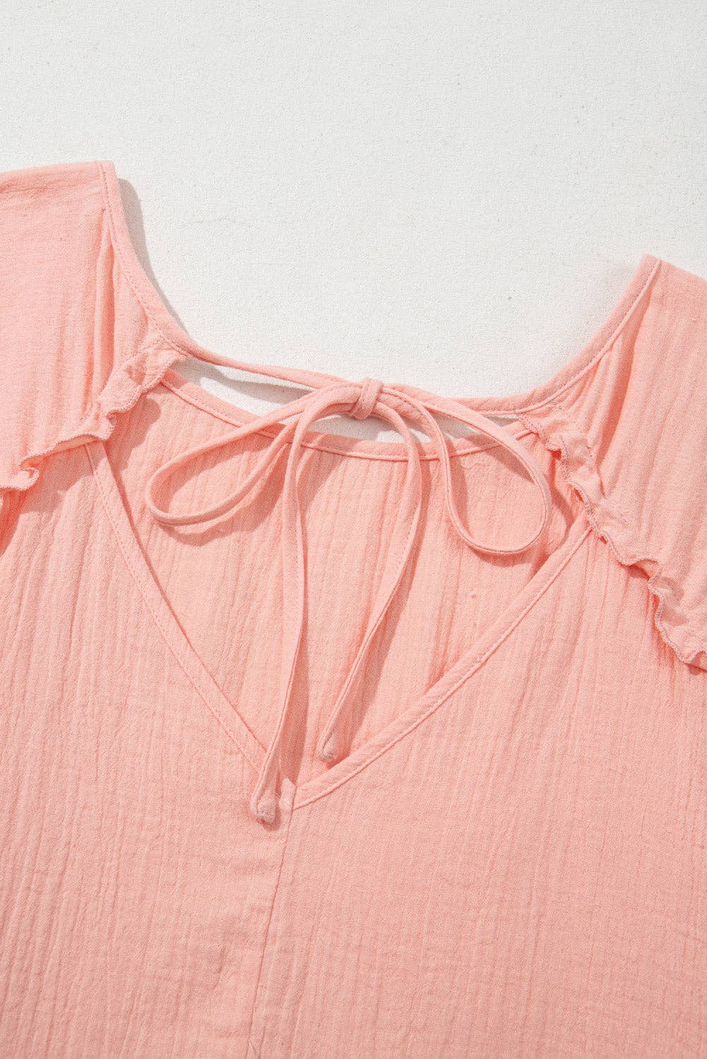 FINAL SALE - Apricot Pink Summer Tie-Back Babydoll Blouse (P-BD07)