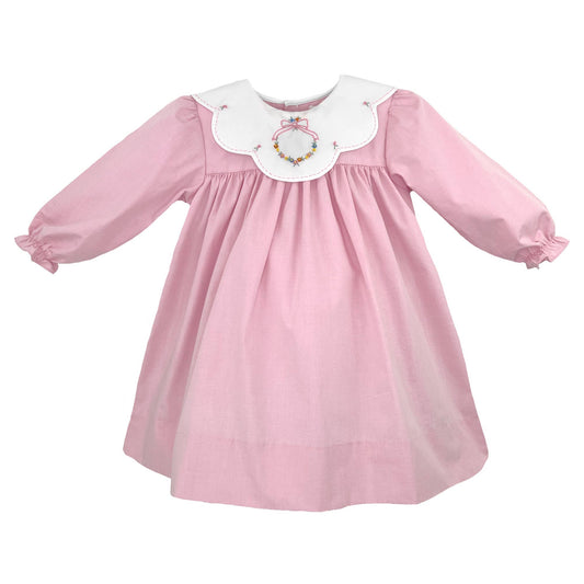 (Infant & Toddler Girls) Dress with Collar & Autumn Embroidery  #K-DAE03