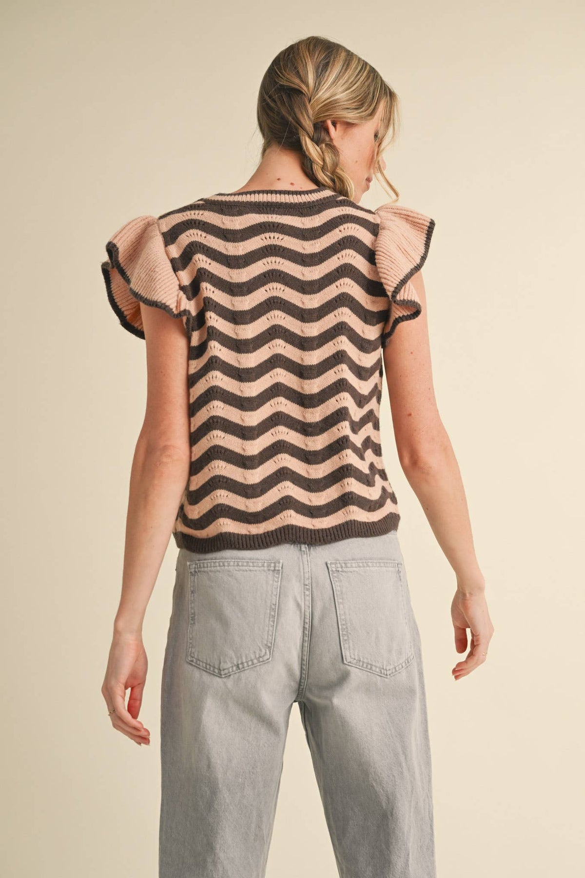 (M Tops) Flutter Sleeve Sweater (WF-21)