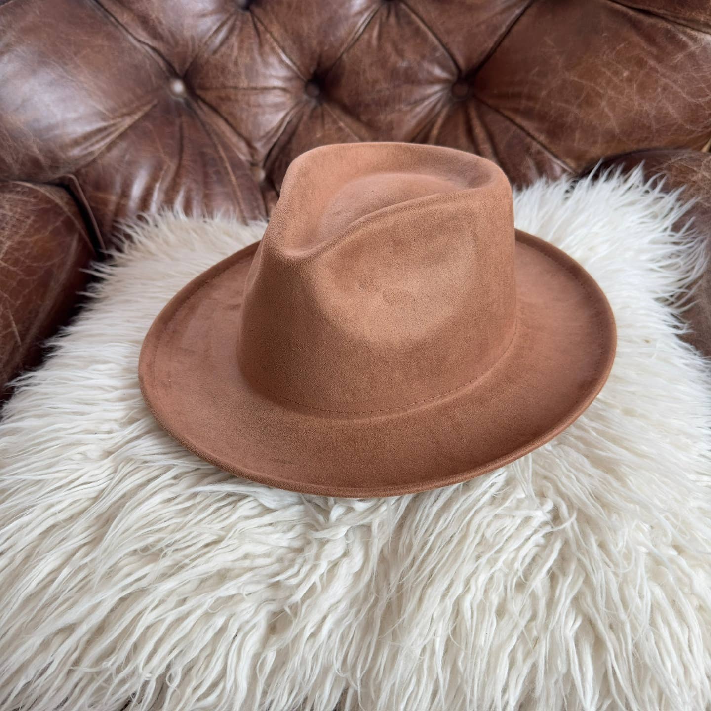 (Accessories) Stiff Short  Brim Rancher in  Suede Hat #A-RHB