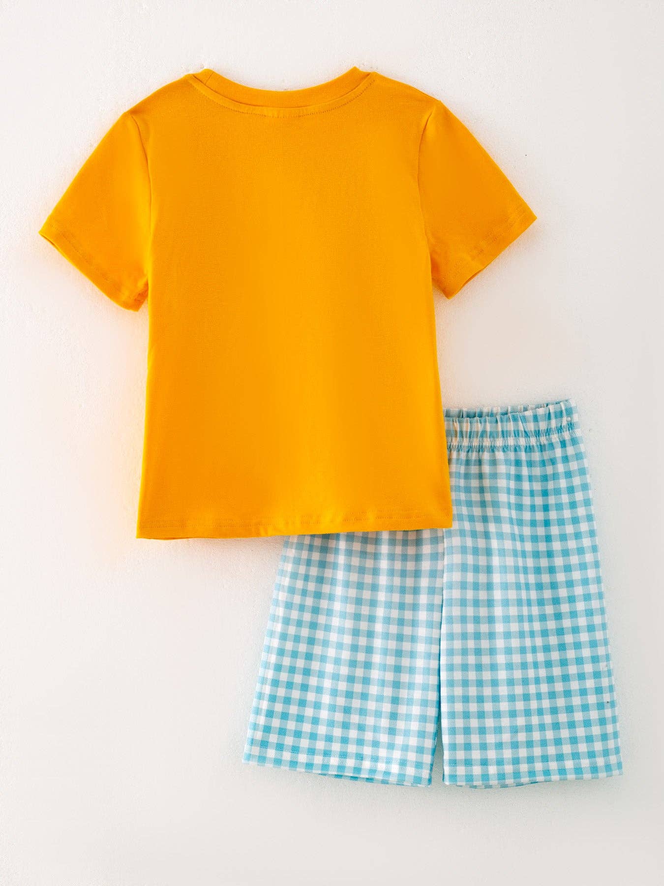 (Toddlers) Halloween Pumpkin Chenille Patches Boys Shorts Set - (K-PBS16)