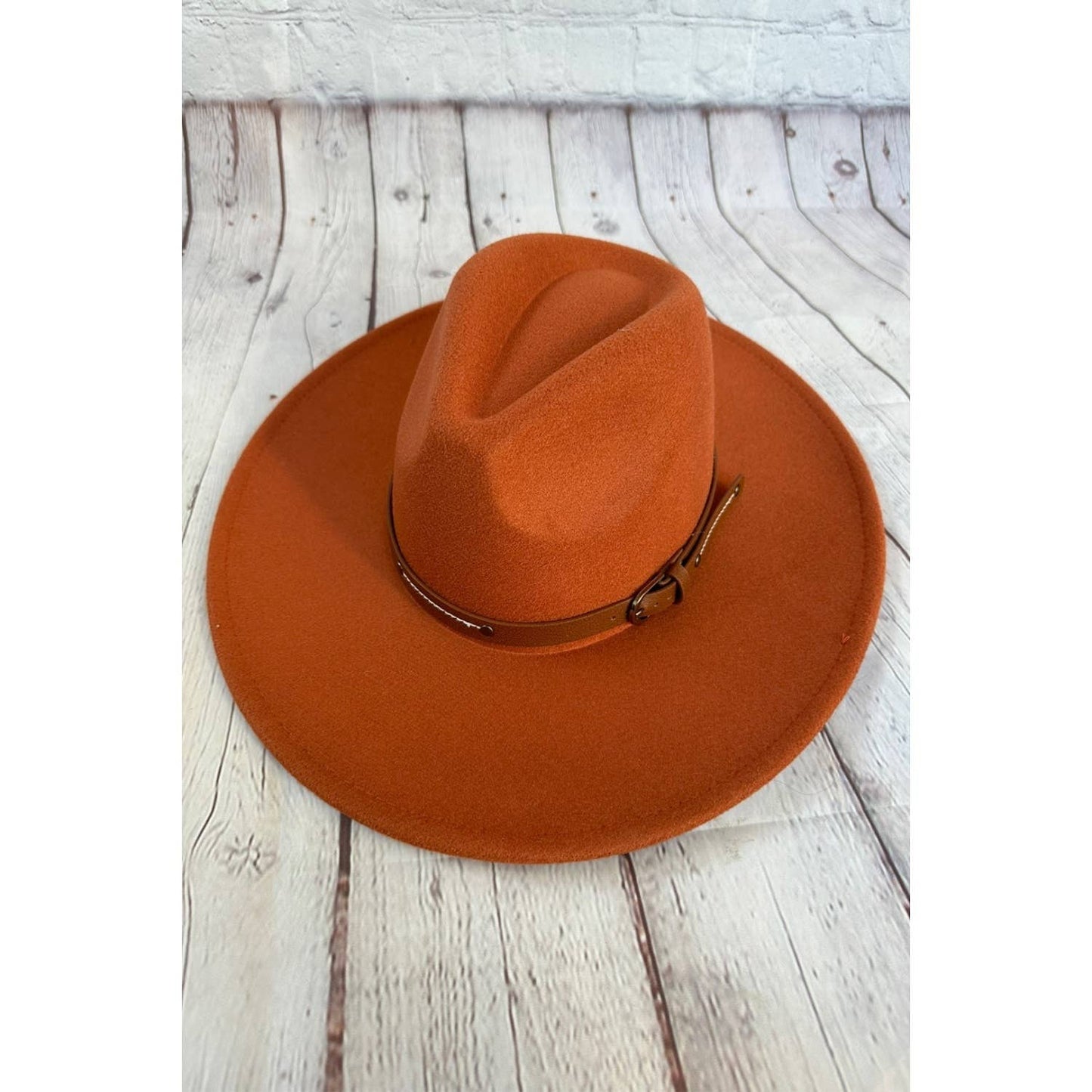 (Accessories) Wide Brim Panama Hat with Leather Belt #A-PHR