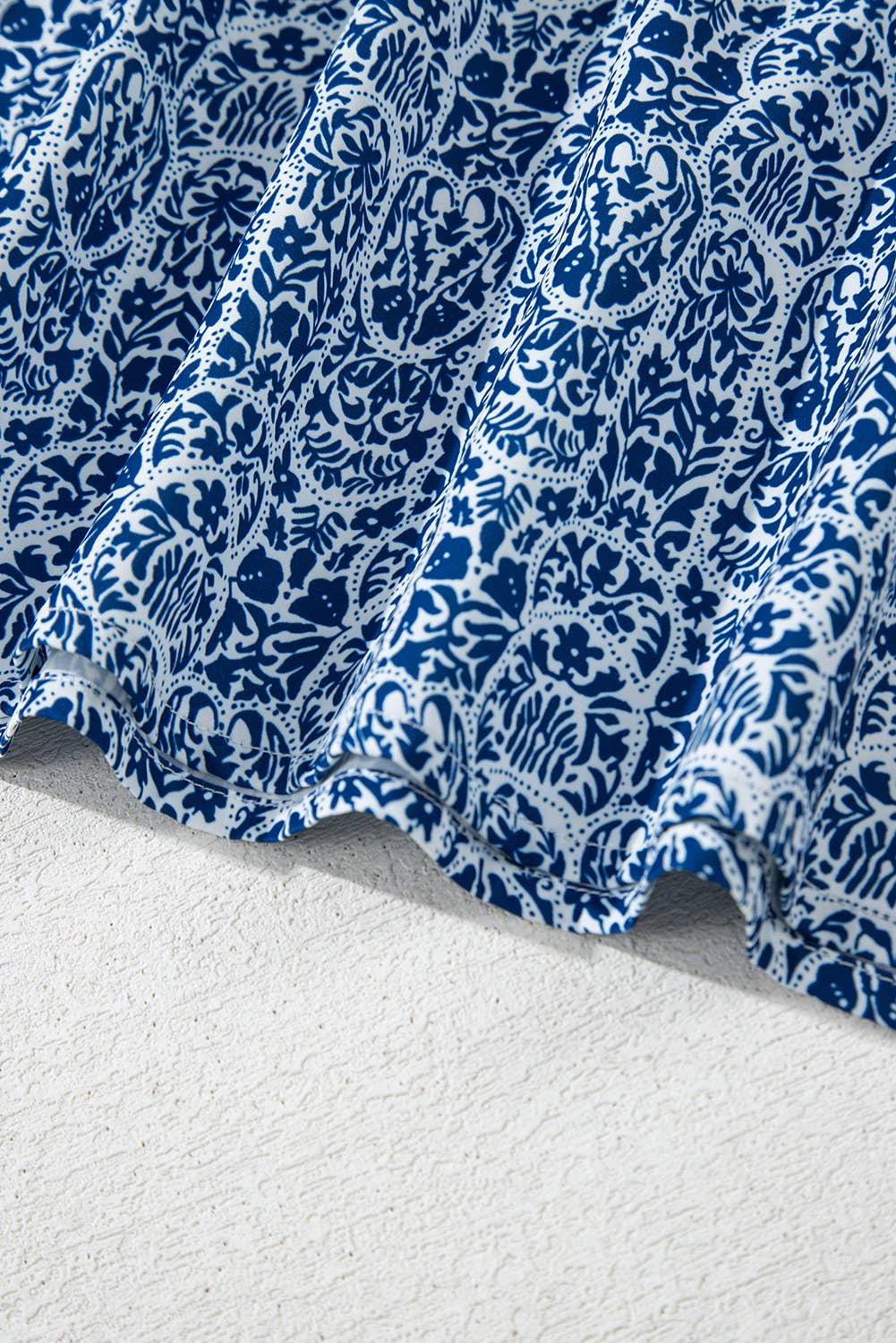 (Misses Tops) Floral Striped Print Contrast Ric-Rac Puff Sleeve Top (M-SRRP11)