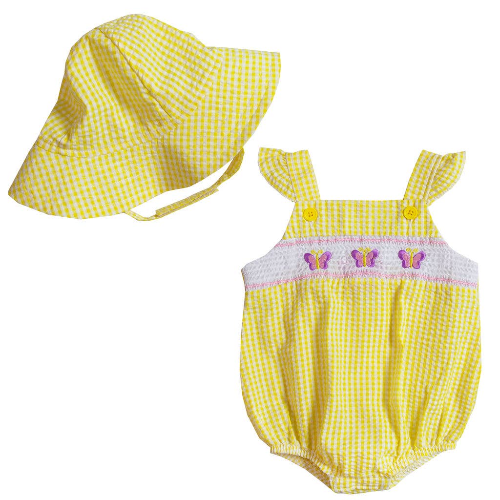 (Girls) Yellow Seersucker Popover (K-S36)