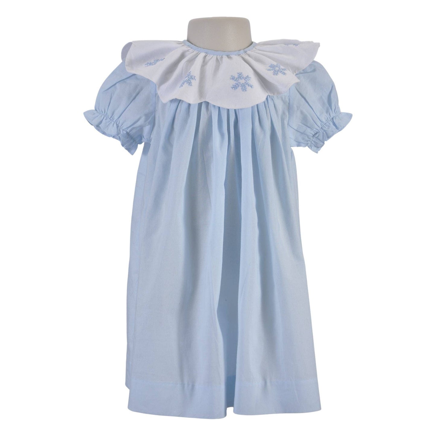 (Kids) Snowflake Hand Embroidered Blue Bishop Dress #K-BBD27