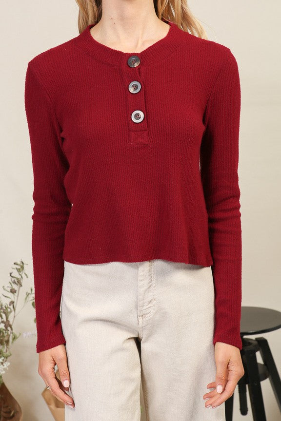 (Misses) Long Sleeve Top with Button Detailing #M-TBD23