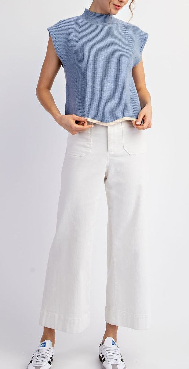 (M Sweater) Mock Neck Scallop Trim Sweater (M-STS13)(P-STS13)