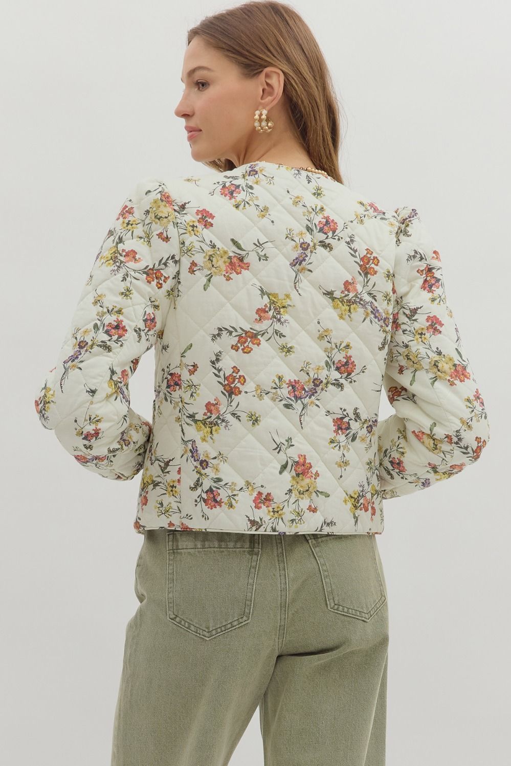 (Misses) Floral Ecru Vest  #M-EV20