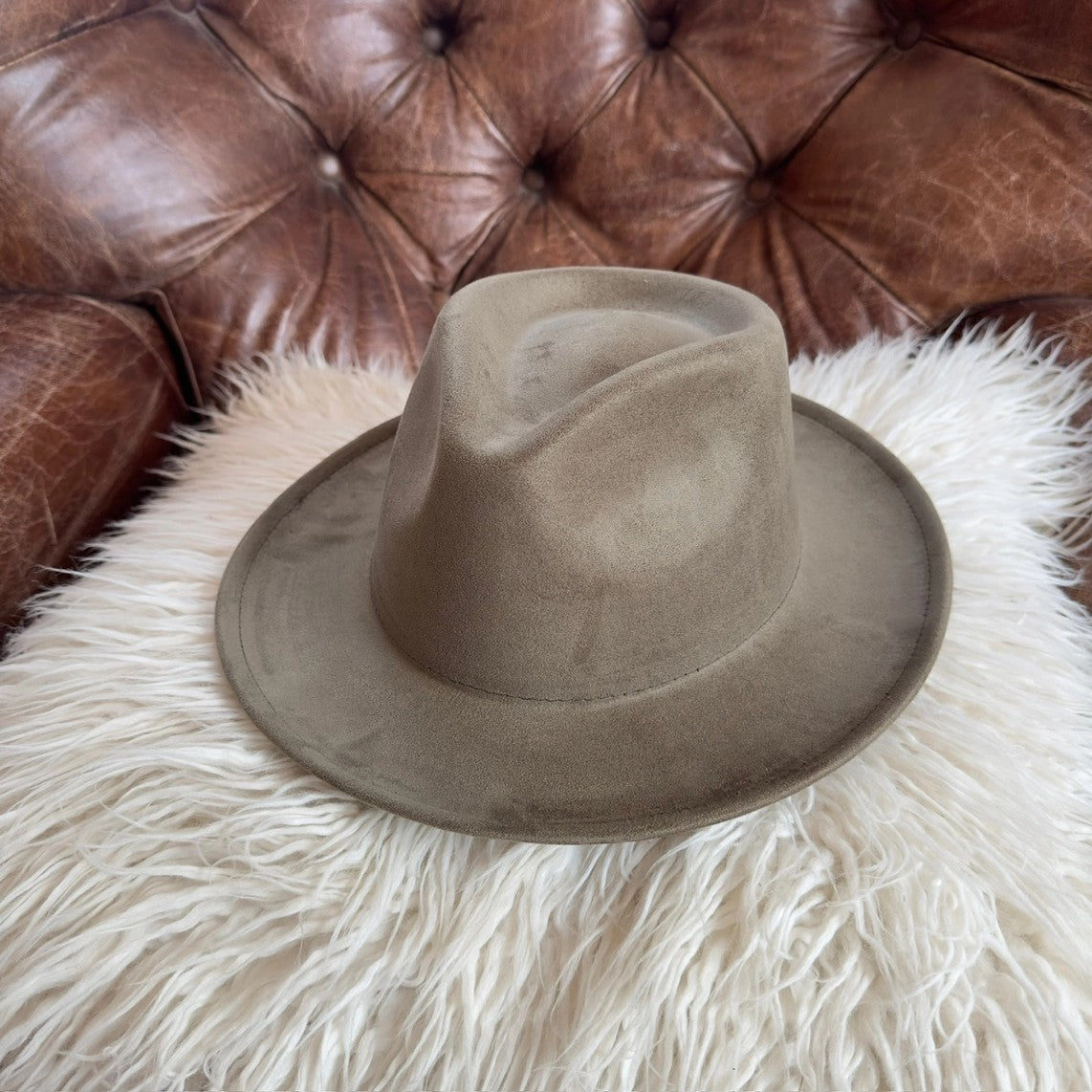 (Accessories) Stiff Short  Brim Rancher in  Suede Hat #A-RHB