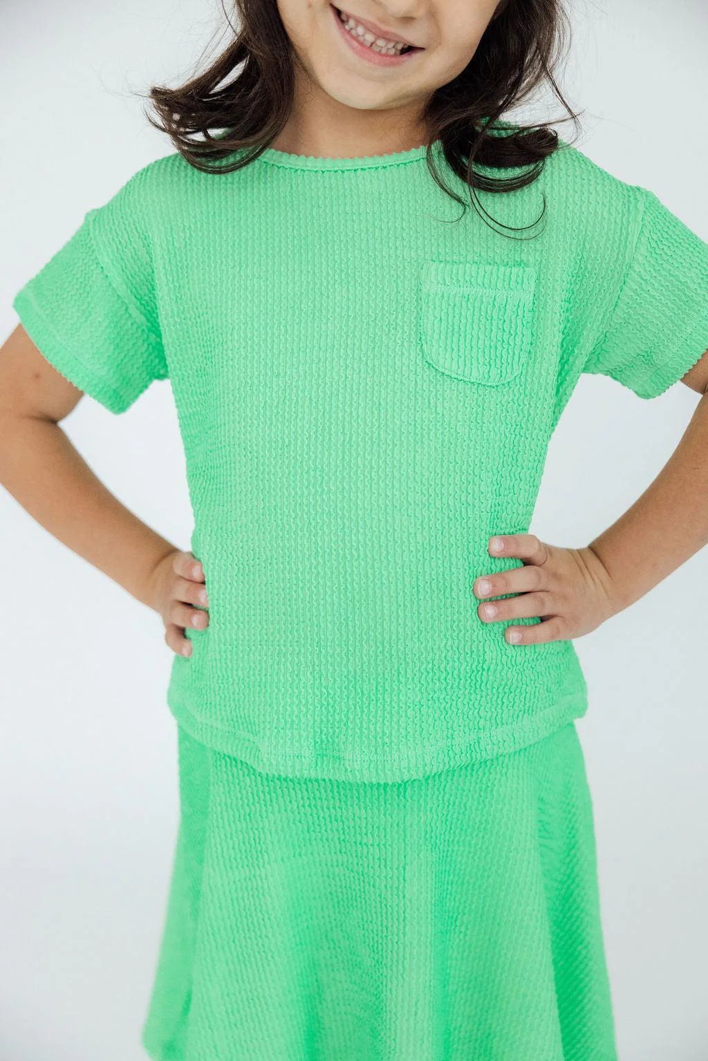 FINAL SALE -  Scrunchy Pocket Tee & Skort Set (K-STS12) Seafoam Green