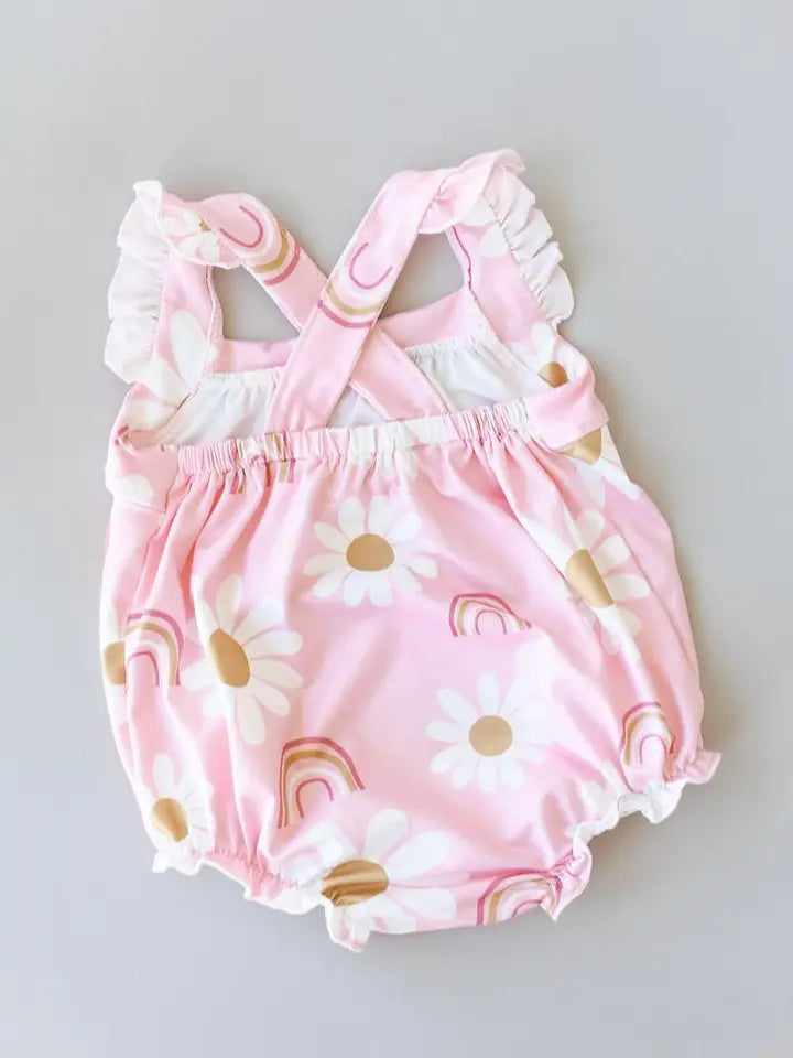 (Girls) You are My Sunshine Ruffle Cross Bank Romper (K-SCBR12)