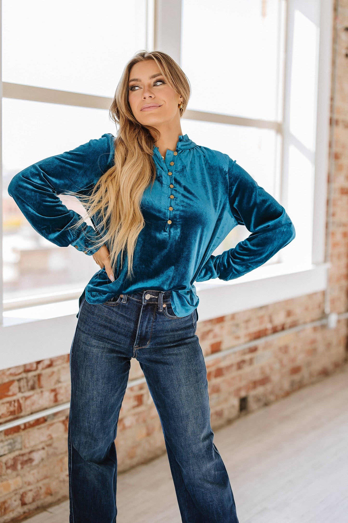 (Misses) Marjorie Long Sleeve Velvet Blouse #M-VB9