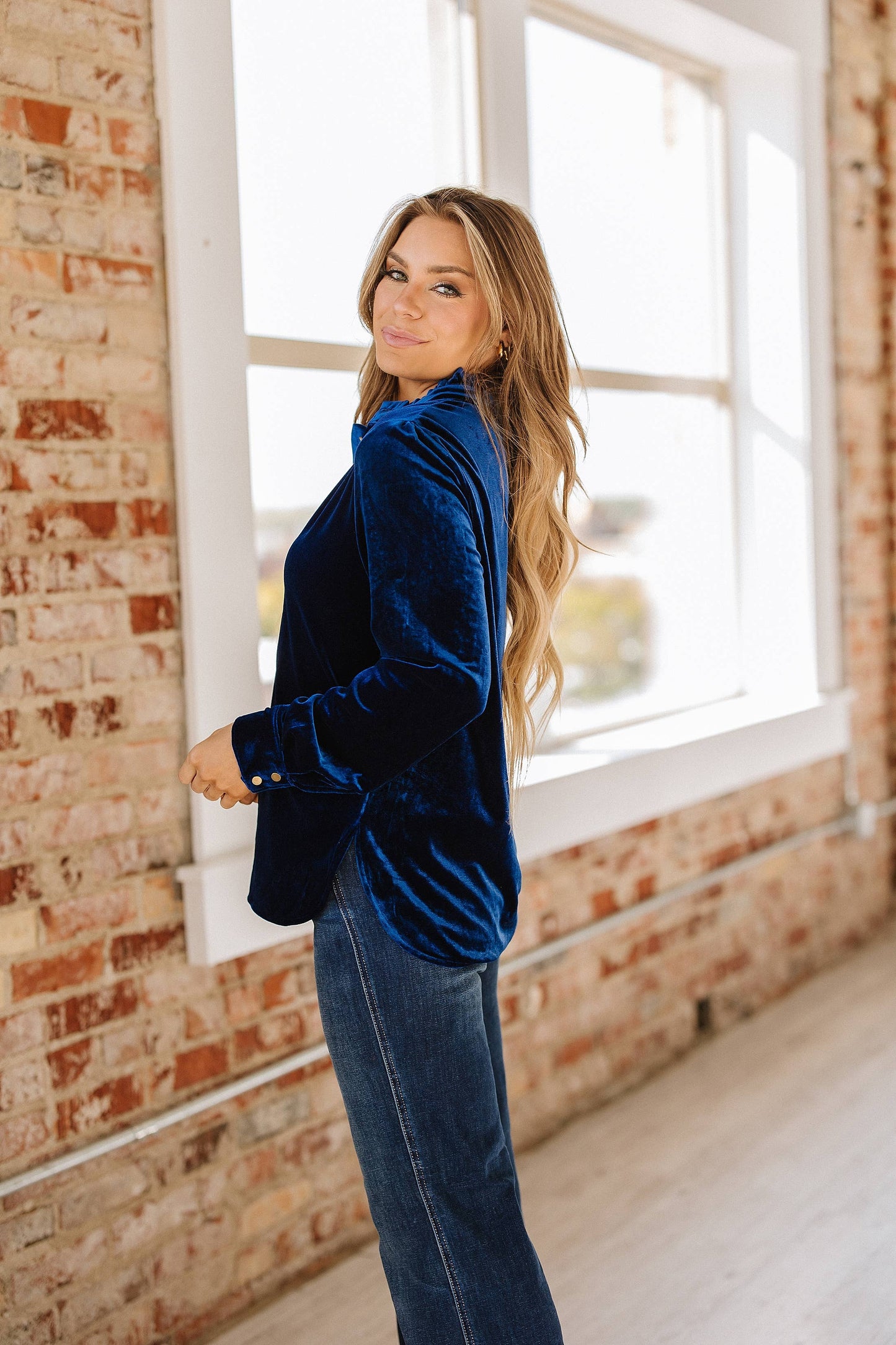 (Misses) Marjorie Long Sleeve Velvet Blouse #M-VB9