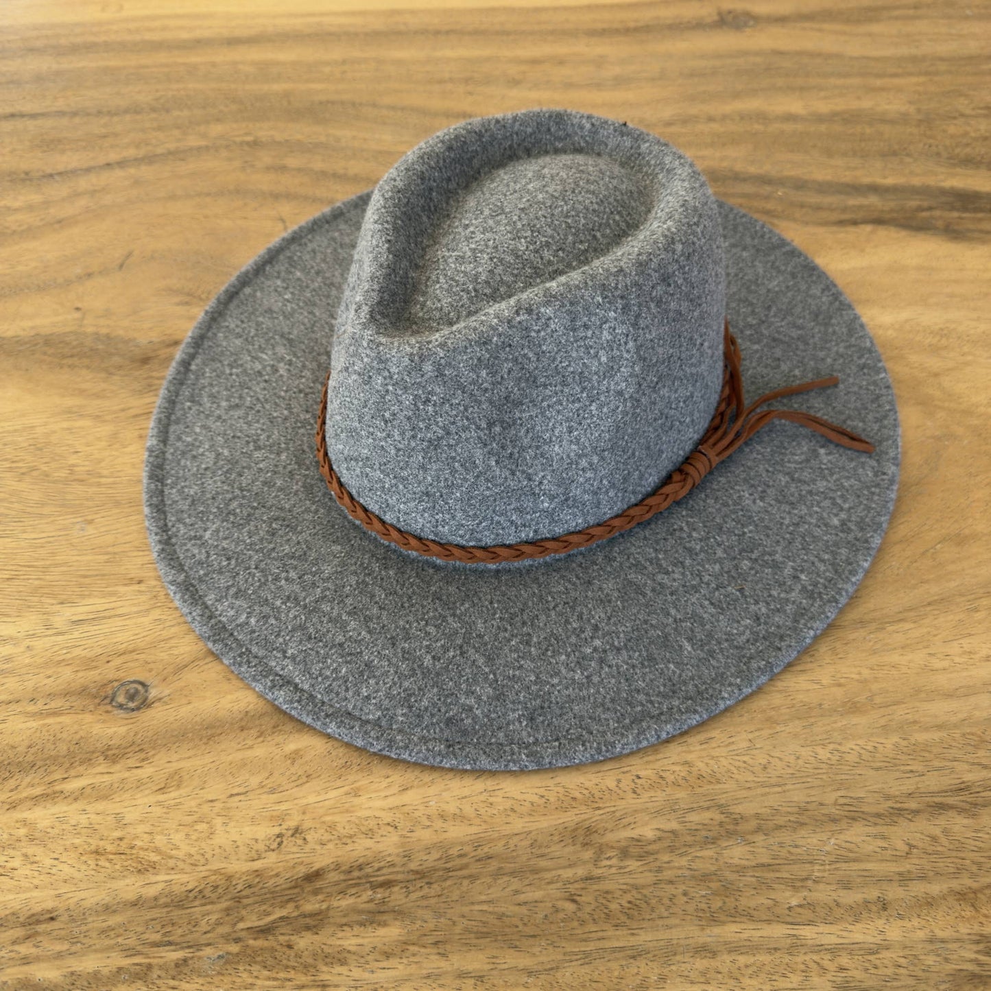 (Accessories) - Felt Hat with Braided Leather Band #FHG