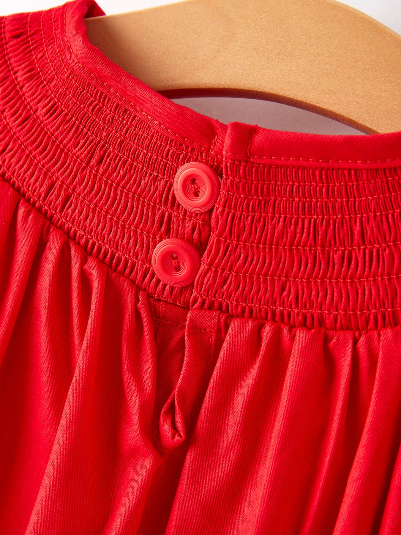 (Toddlers) Girls Bow Smocking Embroidered Red Dress - (K-BSED16)