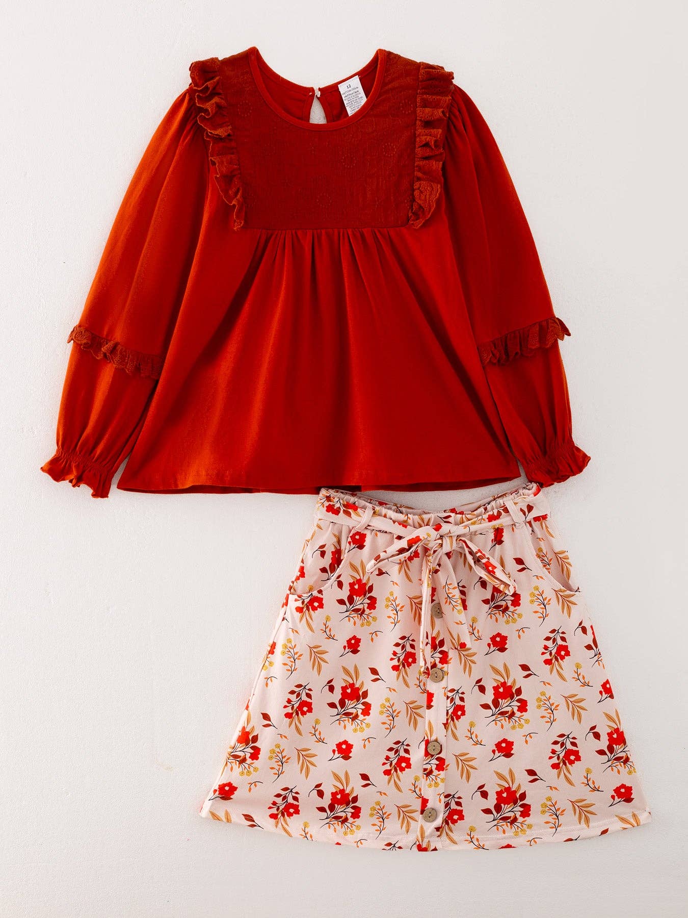 (Toddlers) Fall Girls Red Outfits Set - (K-ROS16)