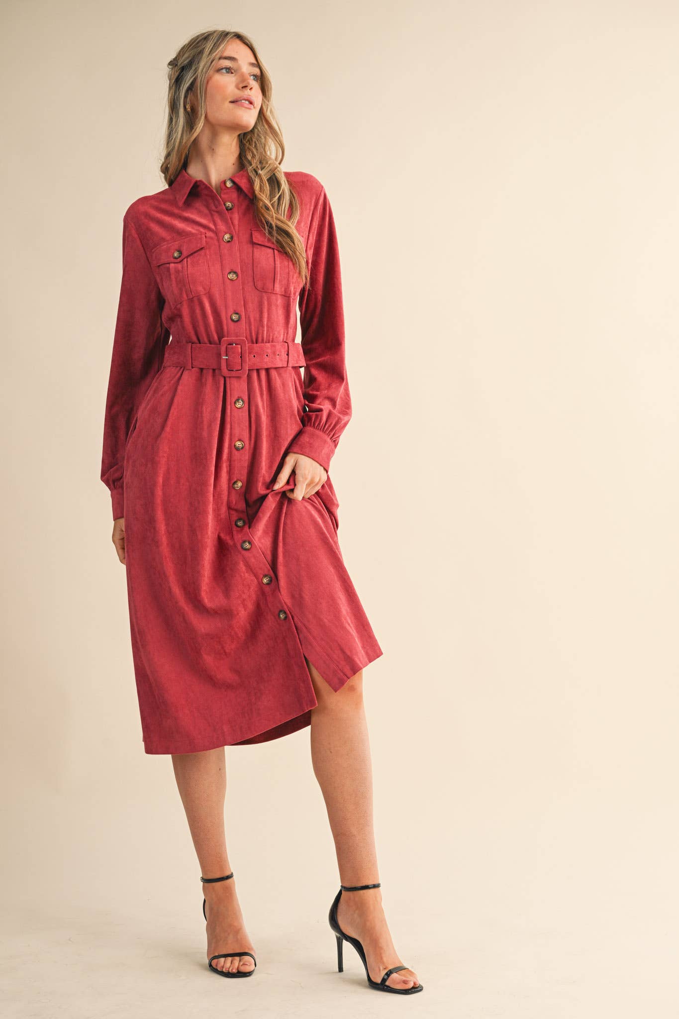 (Misses) SUEDE SHIRT DRESS #M-SSD21