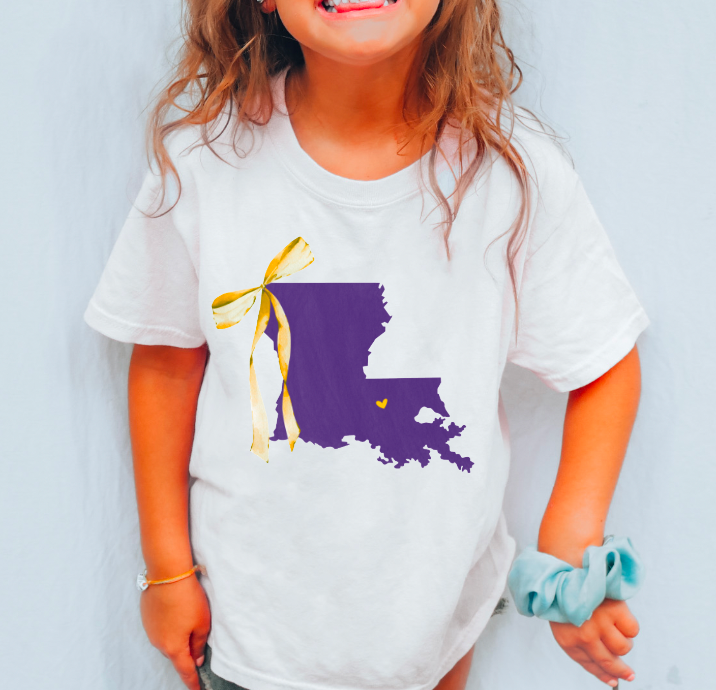 (Toddler) LSU Tigers Coquette Bow State Graphic Tee - K-LSUT