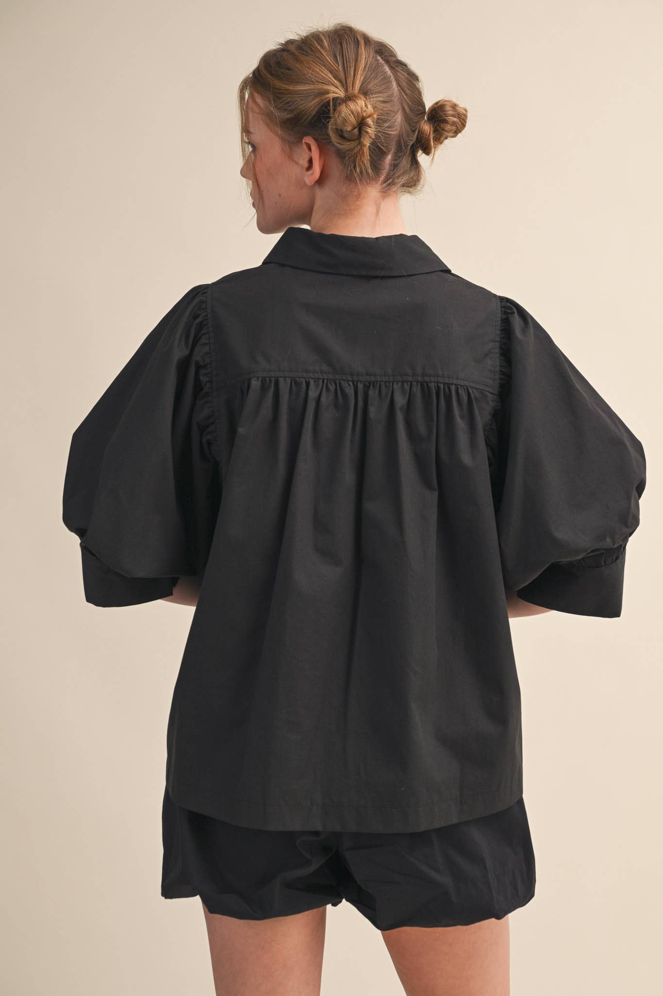 (M Tops) Puff Sleeve Button Top (M-BCS21)