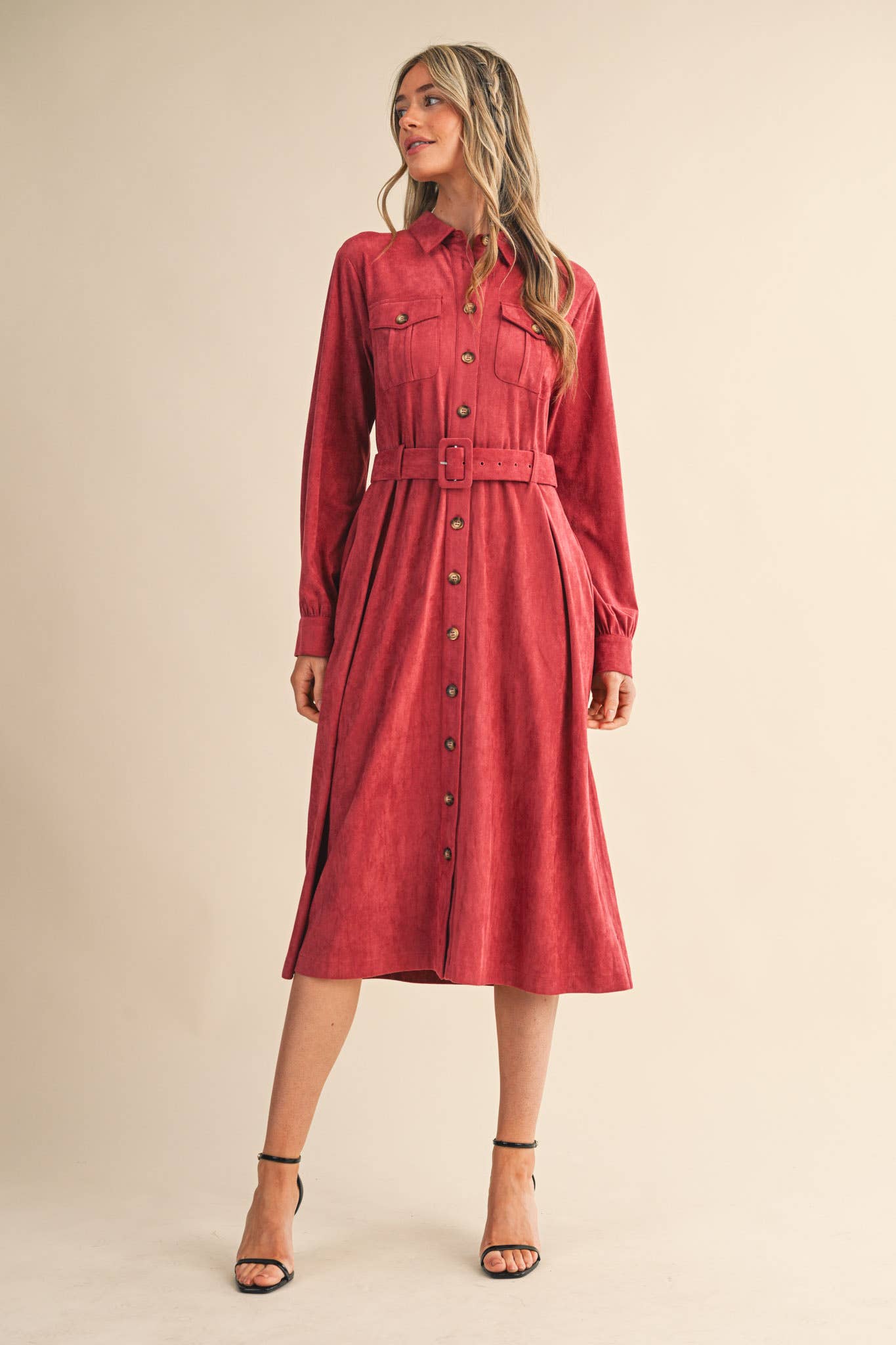 (Misses) SUEDE SHIRT DRESS #M-SSD21