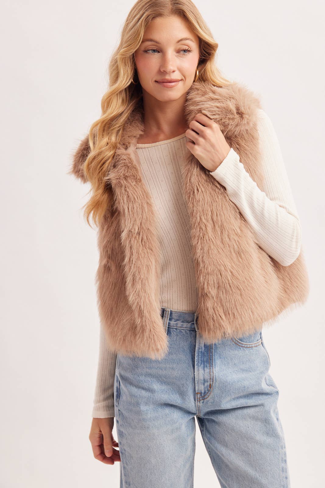 (M Tops) Faux Fur Vest (M-FV50)