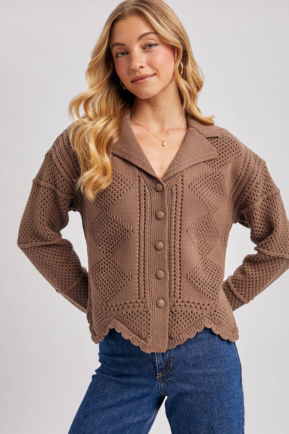 (M Tops) Scalloped Crochet Cardigan (M-C50)