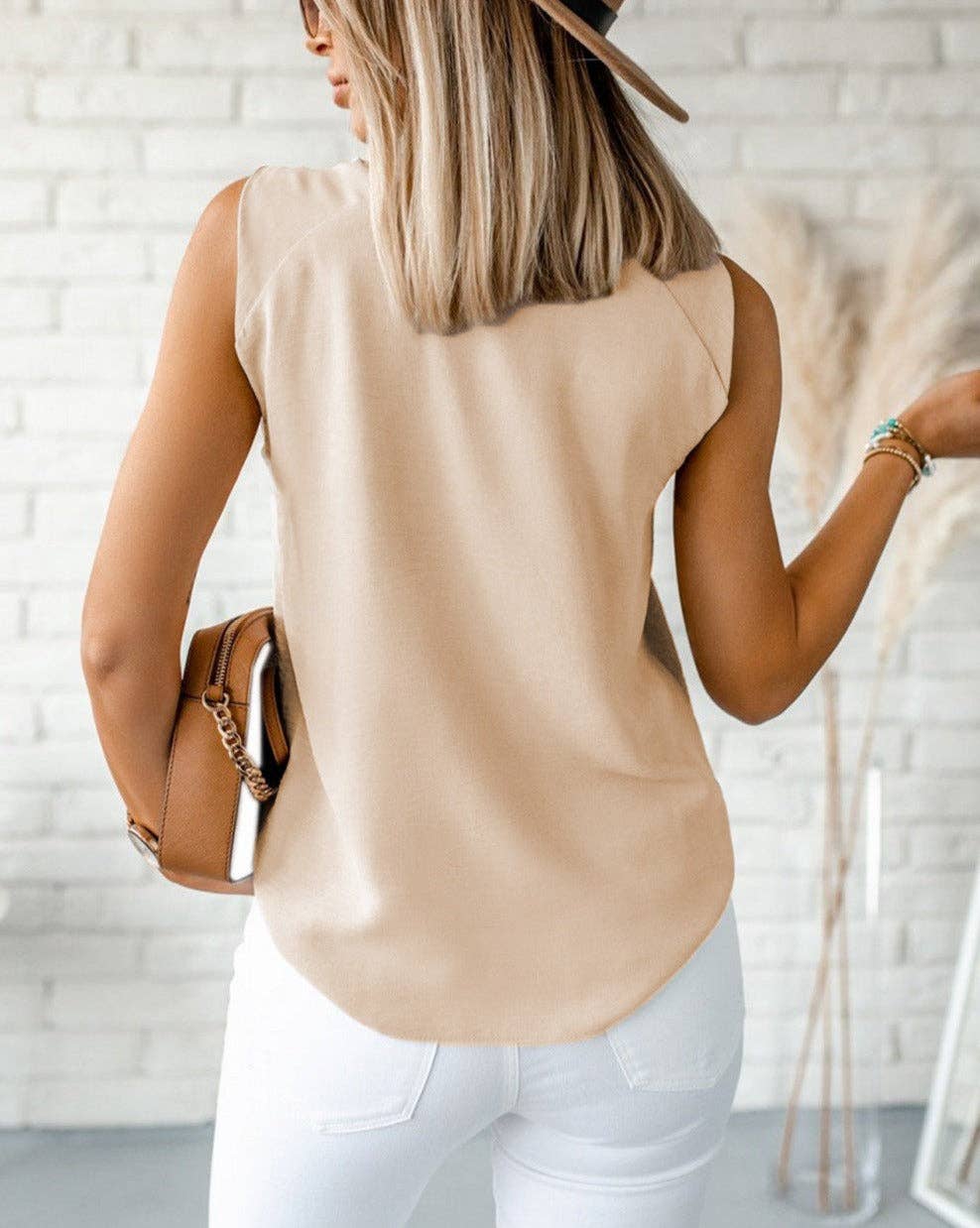 (M Tops) Knotted V-Neck Tank Top (M-KTP05) (M-KTB05)