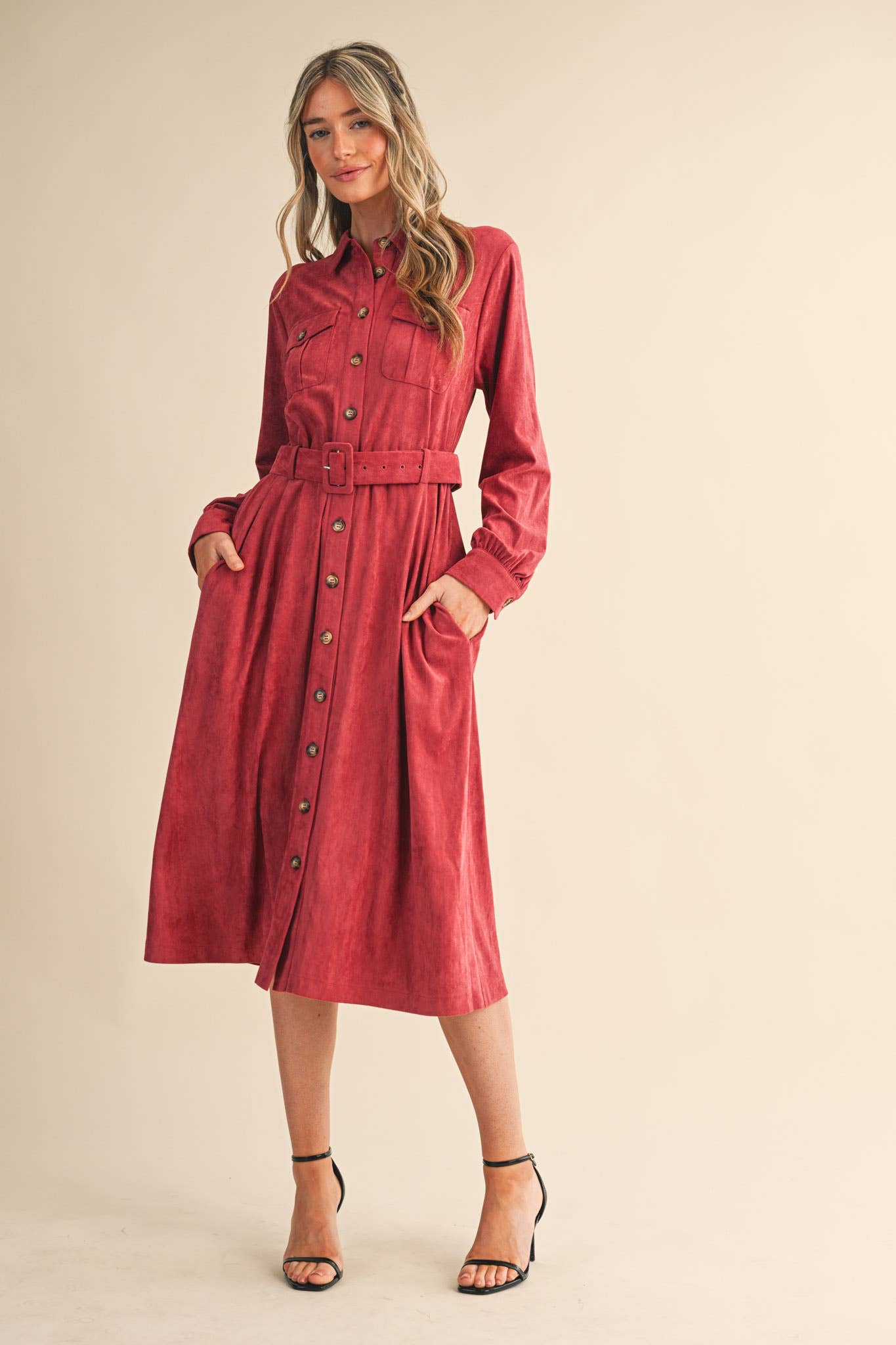 (Misses) SUEDE SHIRT DRESS #M-SSD21
