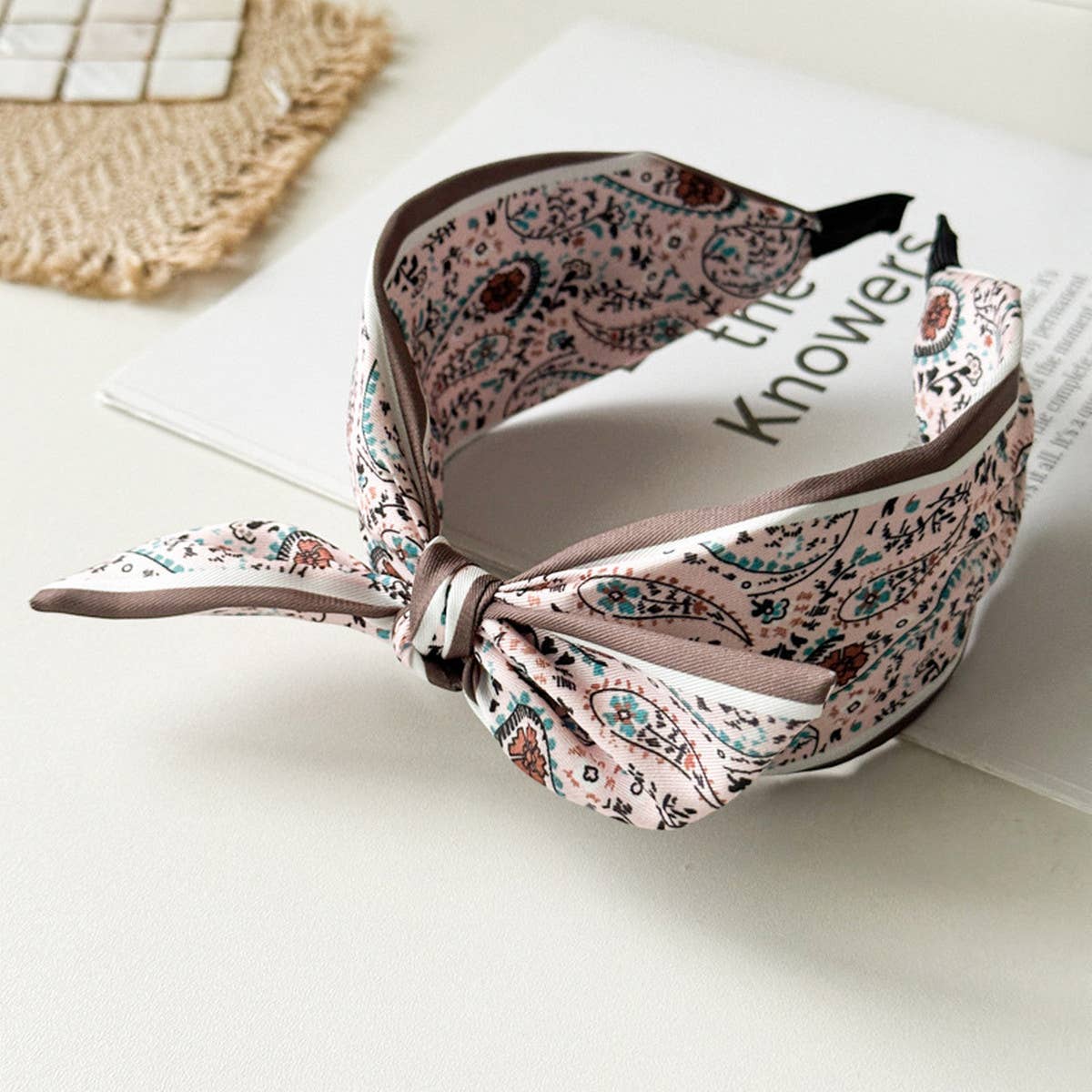 (Accessories) Paisley Satin Wide Headband with Knot - (A-PH)