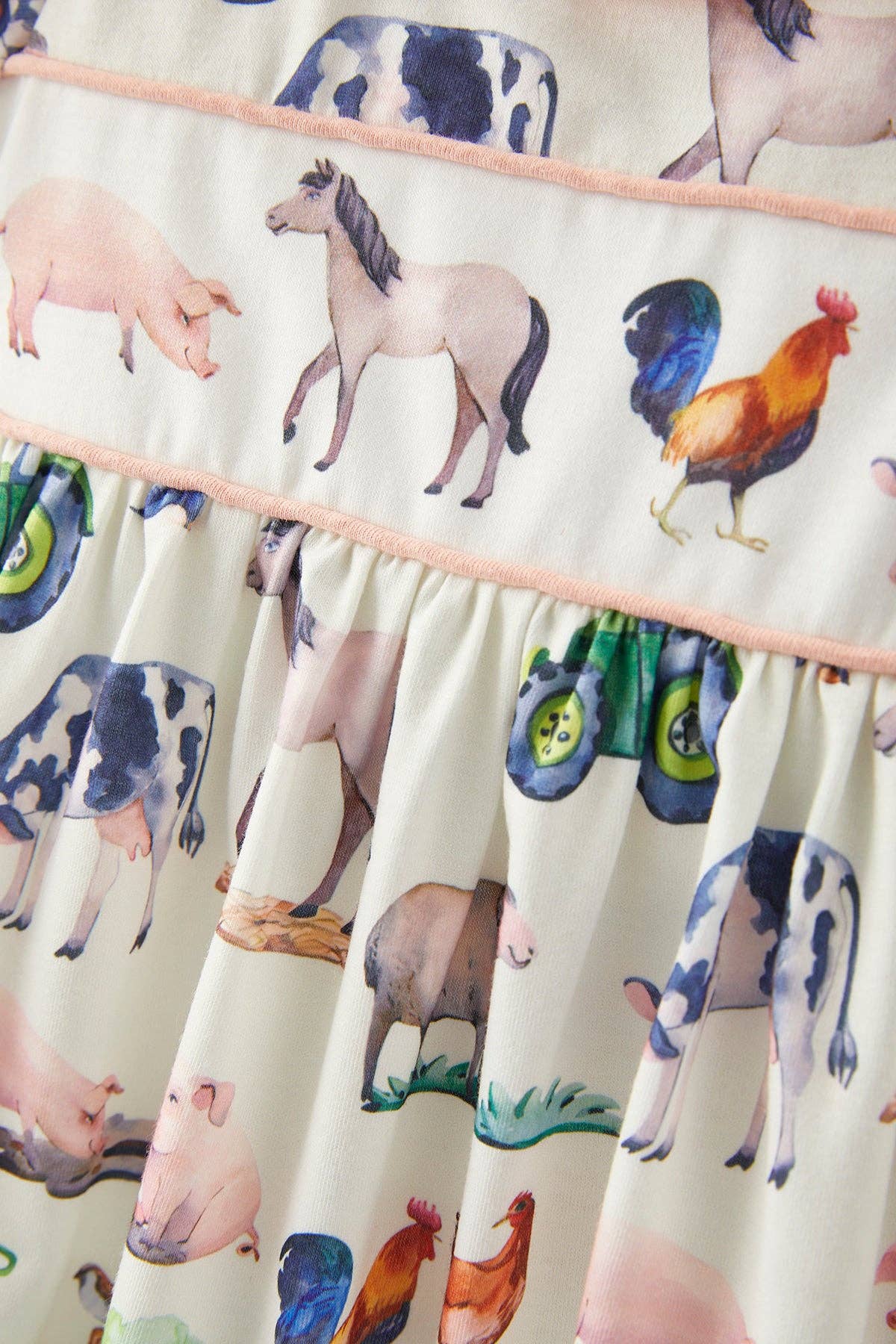 (Toddlers) Farm Chicken Horse Print Girls Outfits Set - (K-FPO16)