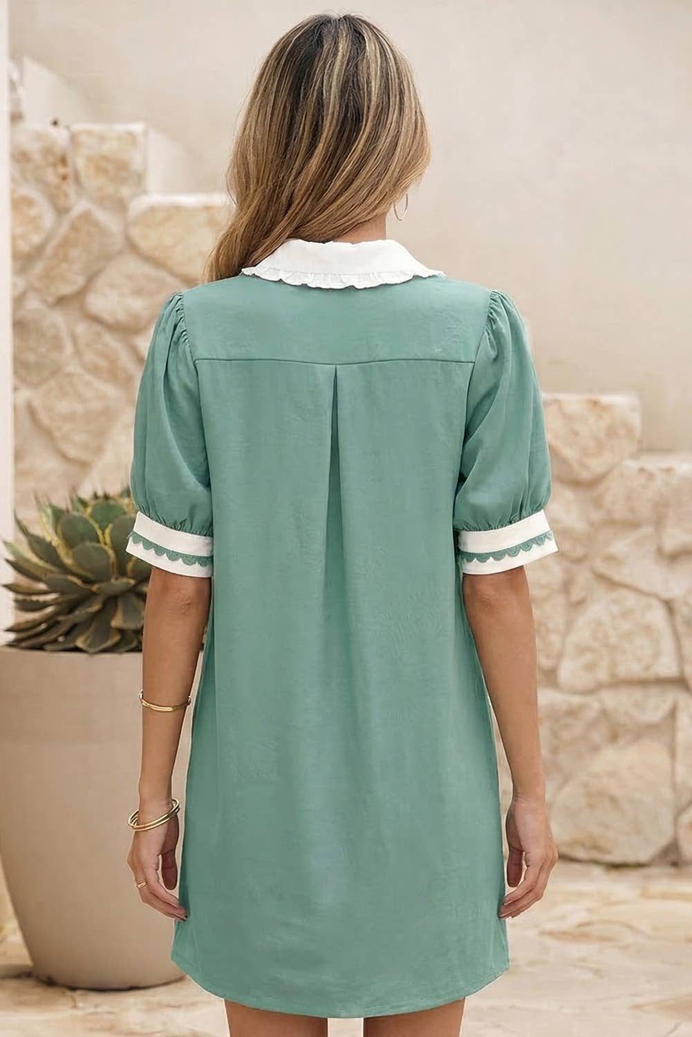 (M Dresses) Cotton Puff Sleeve Mini Dress (M-PSC4)