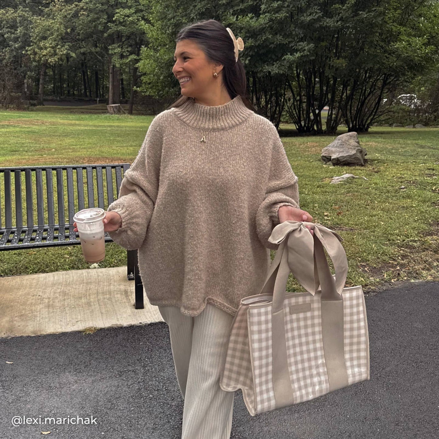 (Bags) Case-Mate Latte Gingham Bow Jelly Tote Bag (A-GB33)