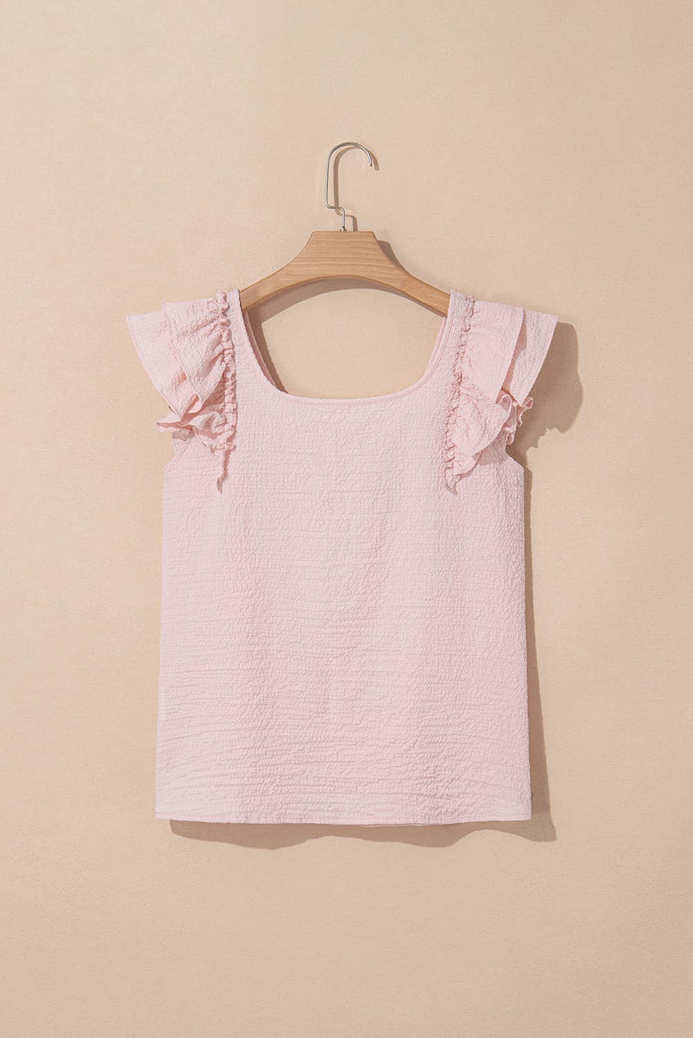 (M Tops) Textured Bow Knot Frilled Butterfly Sleeve Blouse