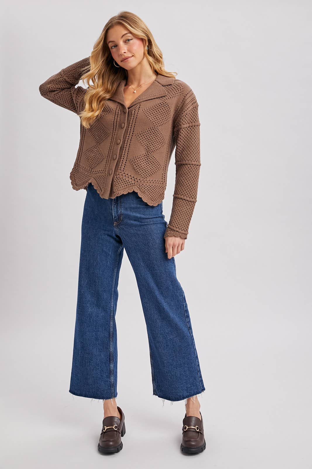 (M Tops) Scalloped Crochet Cardigan (M-C50)