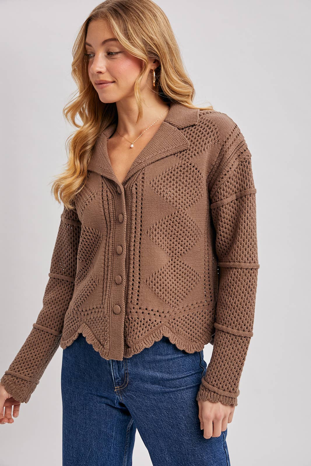 (M Tops) Scalloped Crochet Cardigan (M-C50)