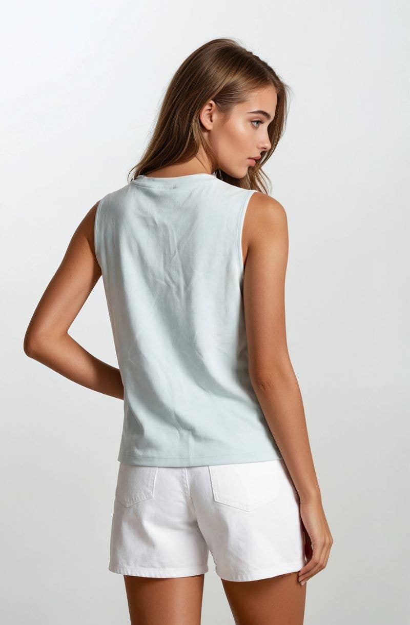 (M Tops) BUTTERY SOFT BRUSHED MODAL SLEEVELESS SWING TOP (M-BT41)