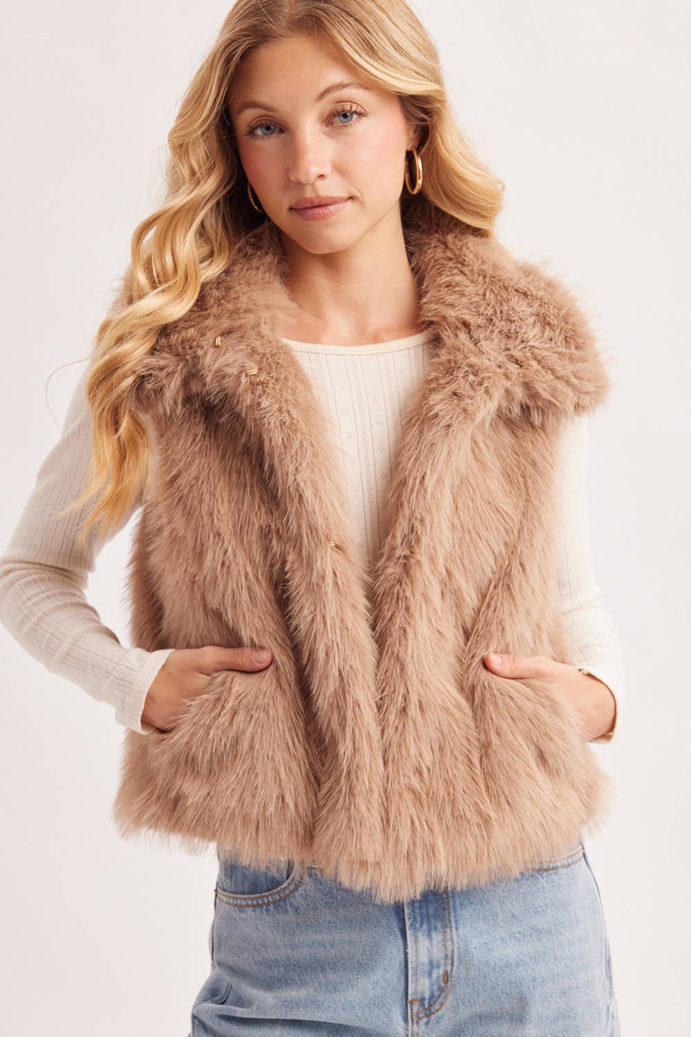 (M Tops) Faux Fur Vest (M-FV50)