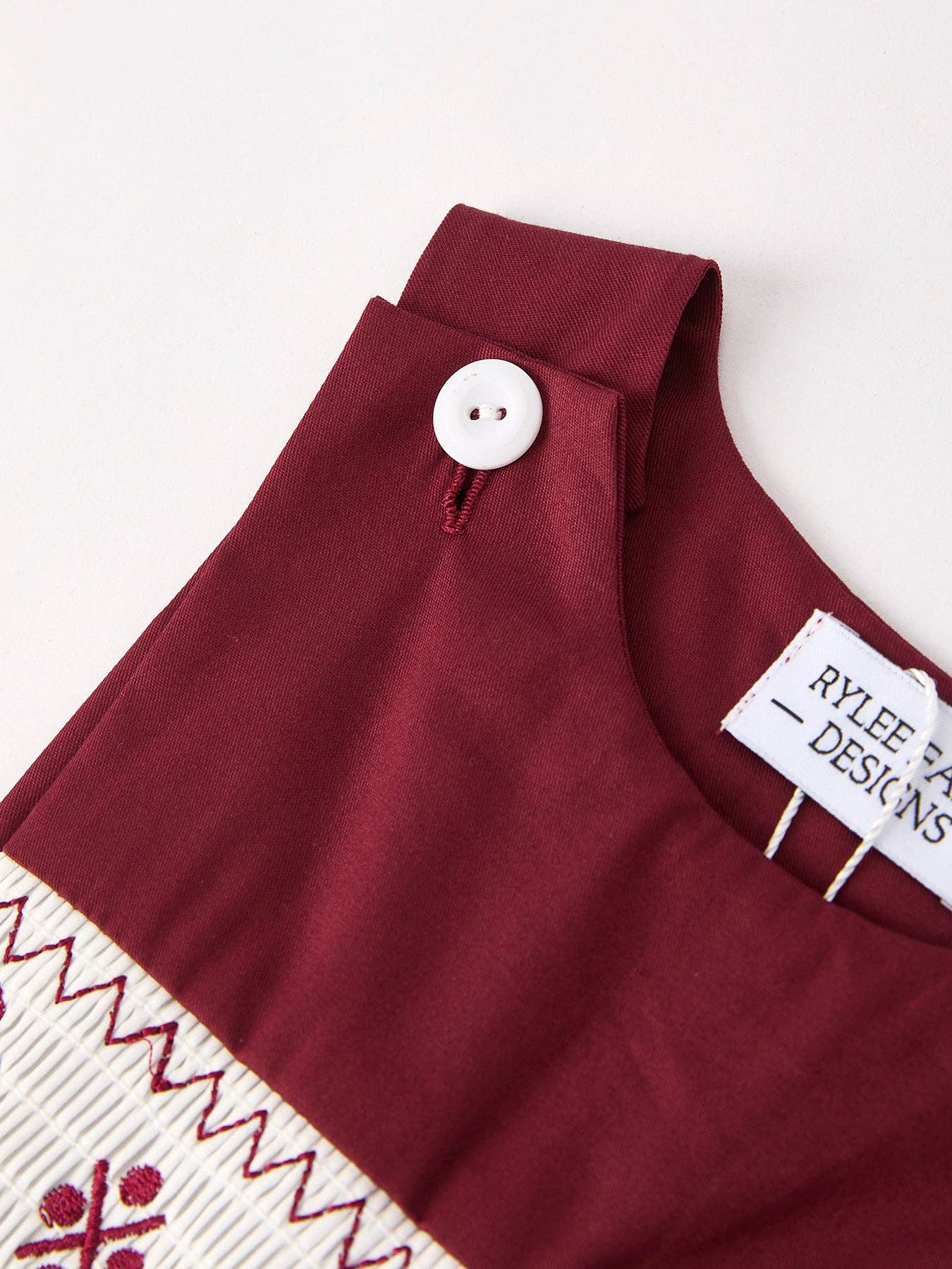 (Toddlers) Dark Red Smocked Church Christ Bishop Boys' Romper (K-SCR16)