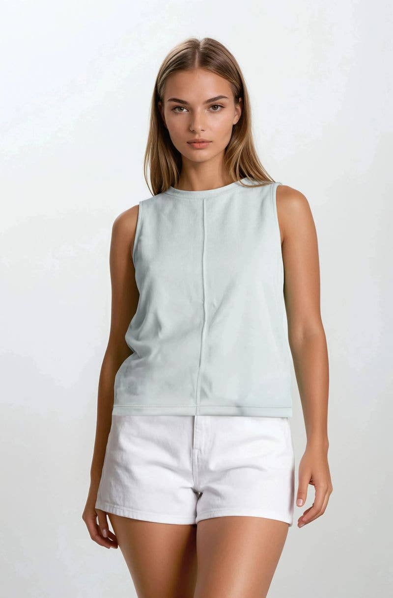 (M Tops) BUTTERY SOFT BRUSHED MODAL SLEEVELESS SWING TOP (M-BT41)