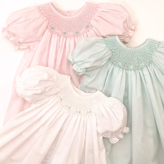 FINAL SALE -  Smocked Daygown with Raglan Embroidery #K-SG03