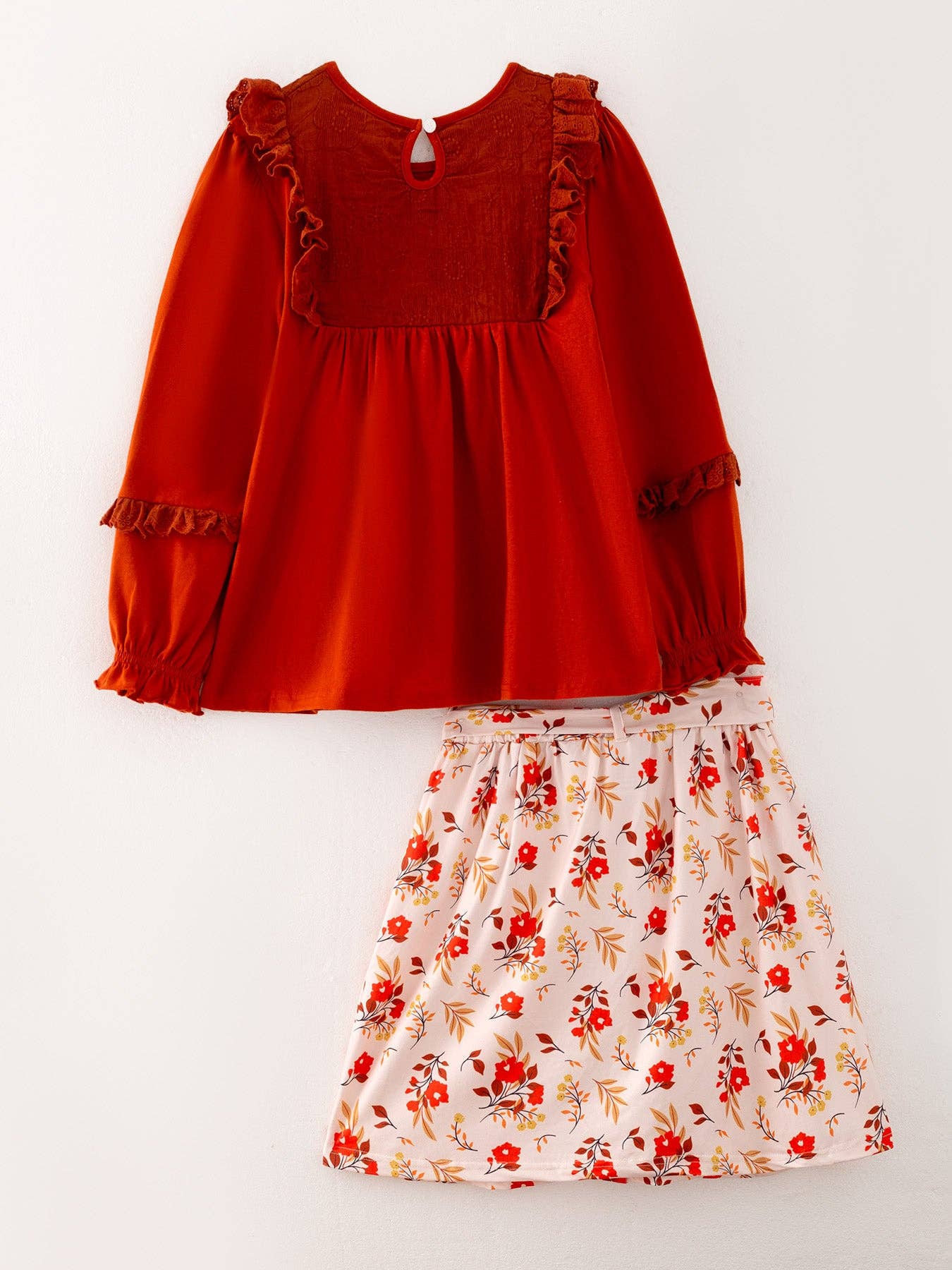(Toddlers) Fall Girls Red Outfits Set - (K-ROS16)