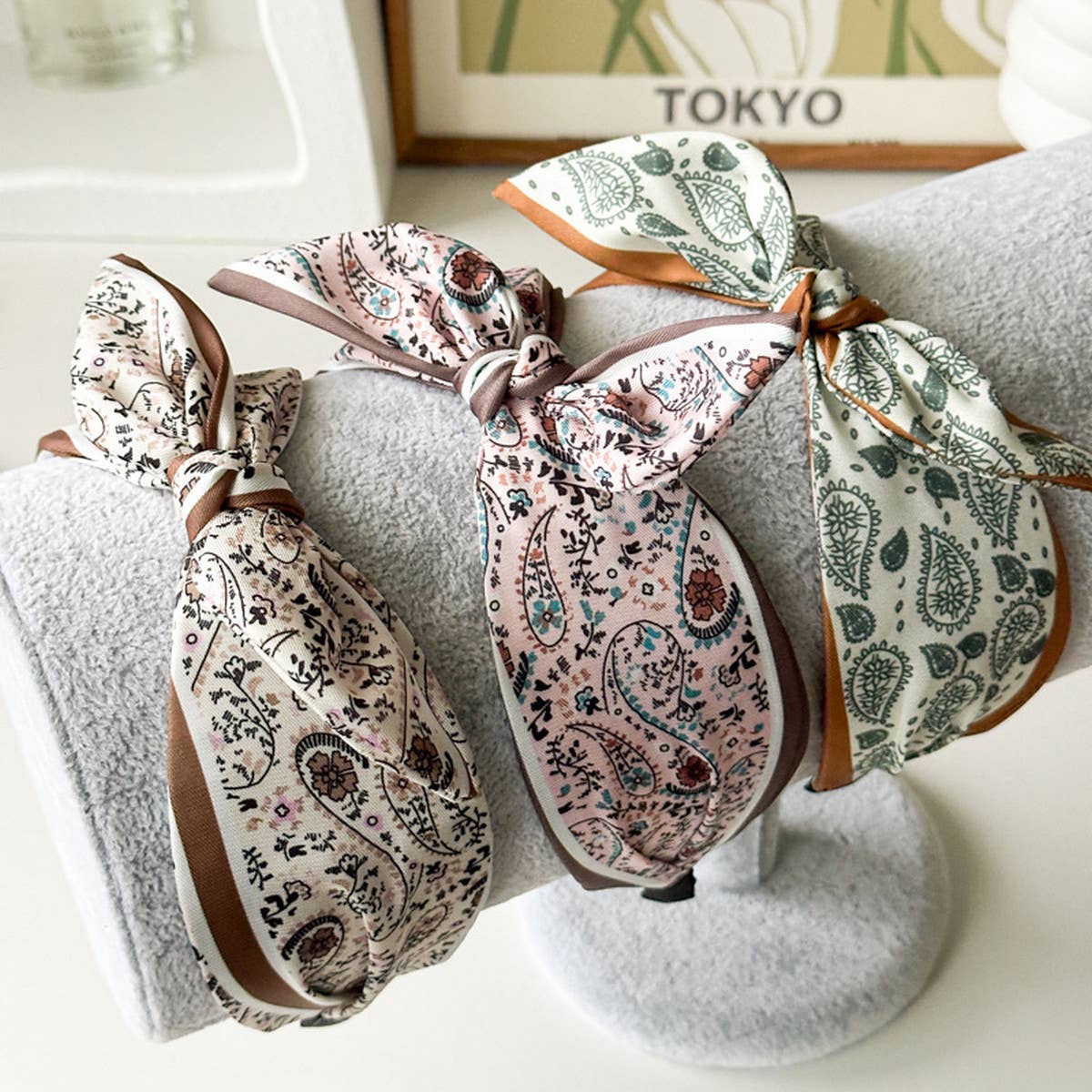 (Accessories) Paisley Satin Wide Headband with Knot - (A-PH)