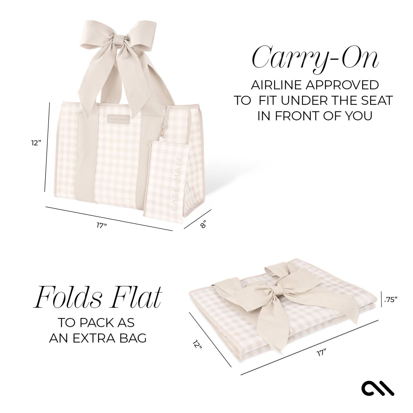 (Bags) Case-Mate Latte Gingham Bow Jelly Tote Bag (A-GB33)