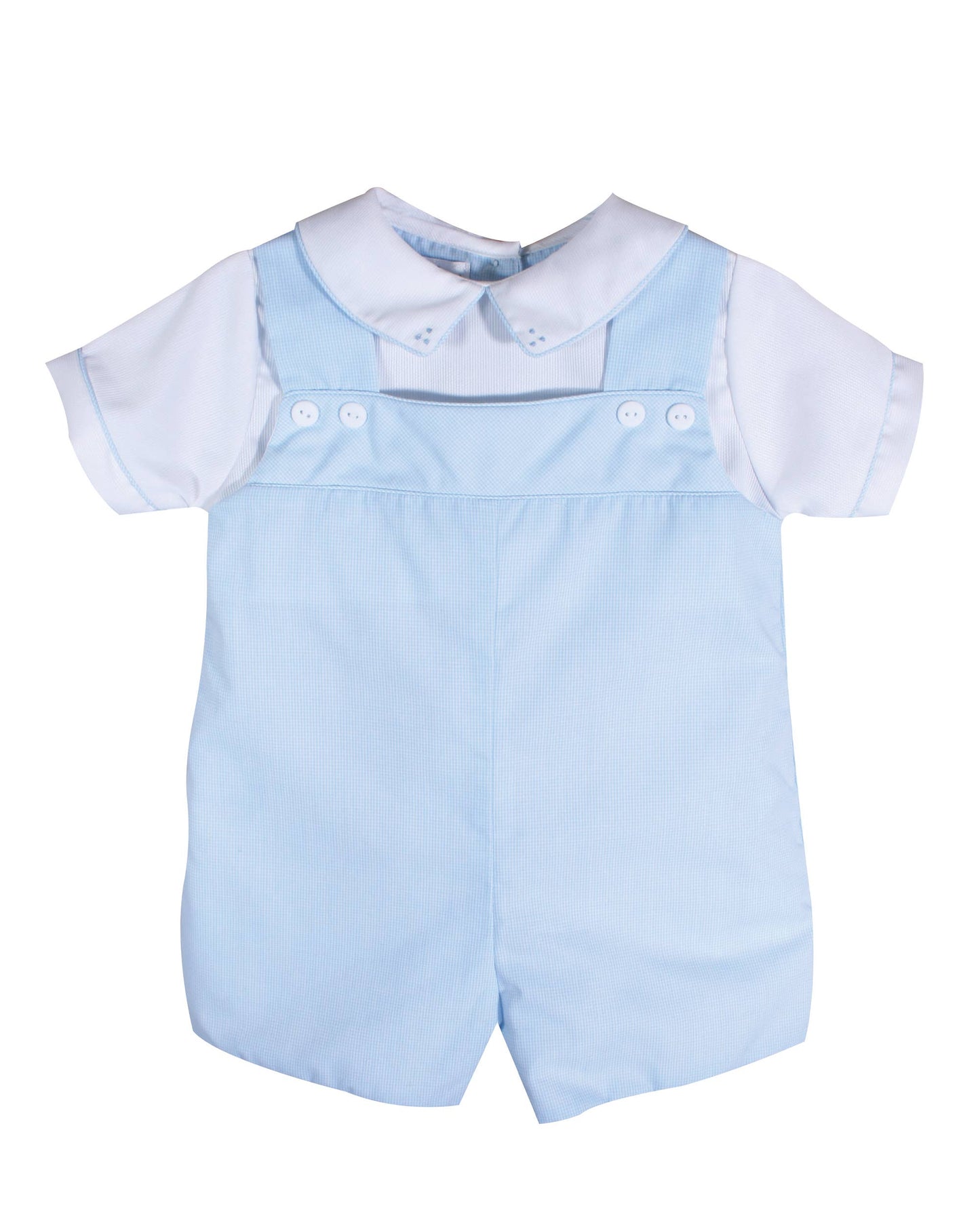FINAL SALE -  Blue Check Romper with Embroidery #K-BCR03
