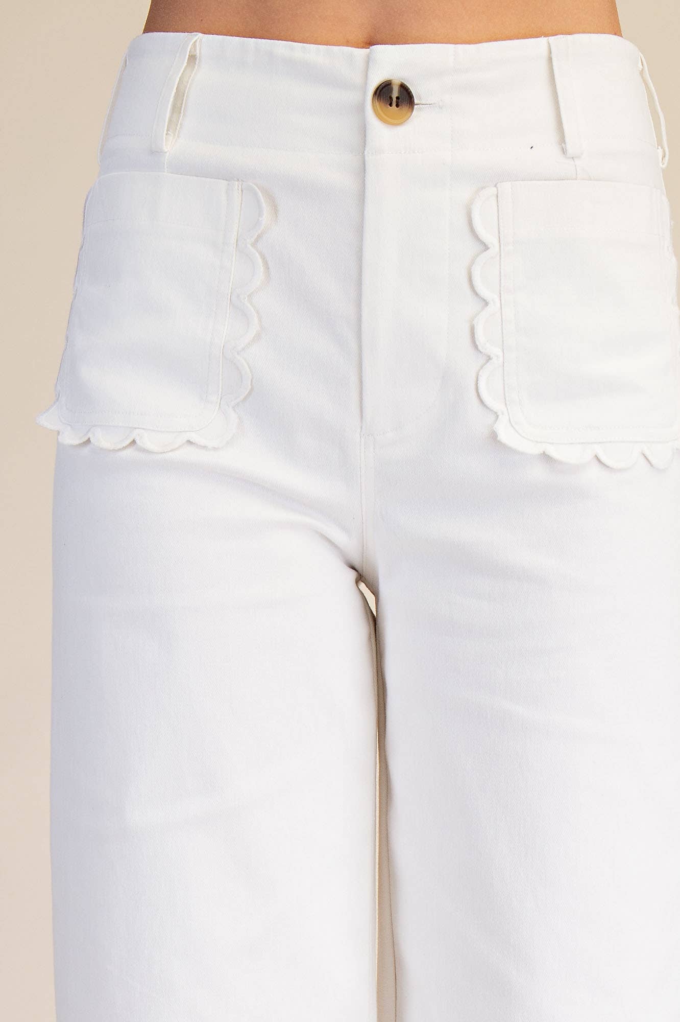 (M Pants) Colette Cropped Wide-Leg Scallop Pocket Detail Pants (M-WSJ02)