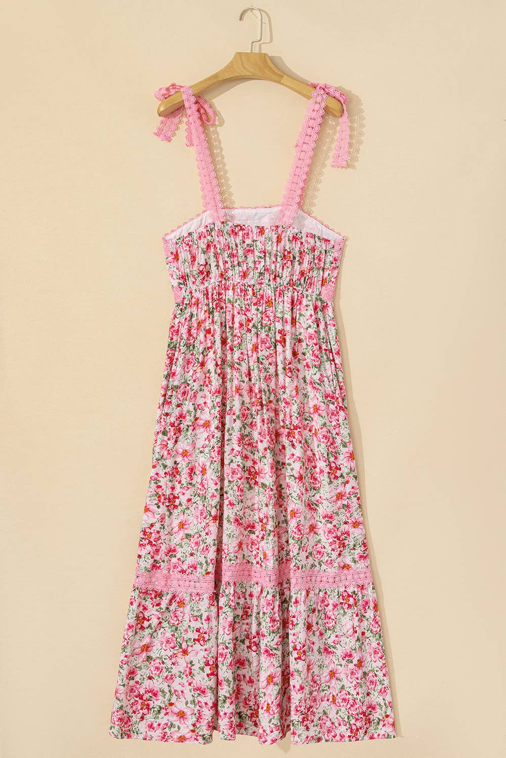 (M Dresses) Floral Lace Tied Strap Maxi Dress (M-ED34)