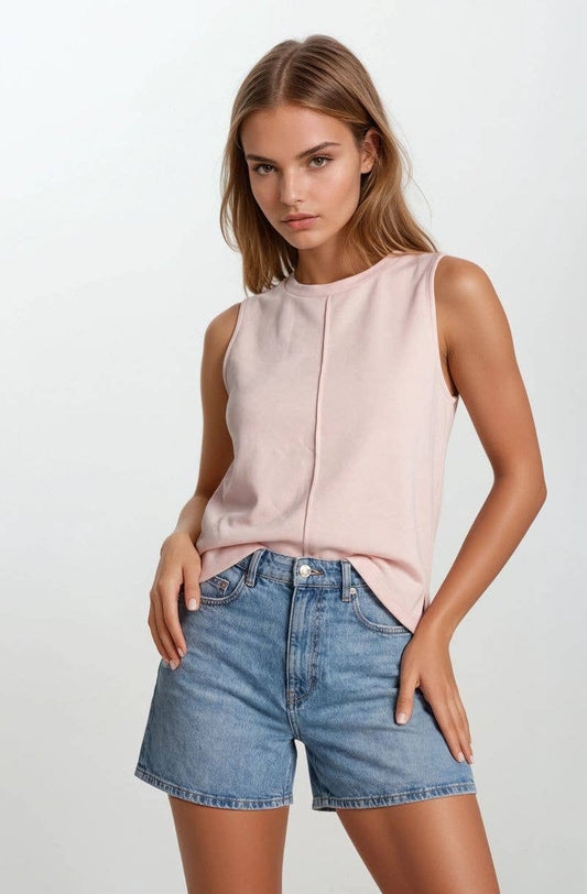 (M Tops) BUTTERY SOFT BRUSHED MODAL SLEEVELESS SWING TOP (M-BT41)