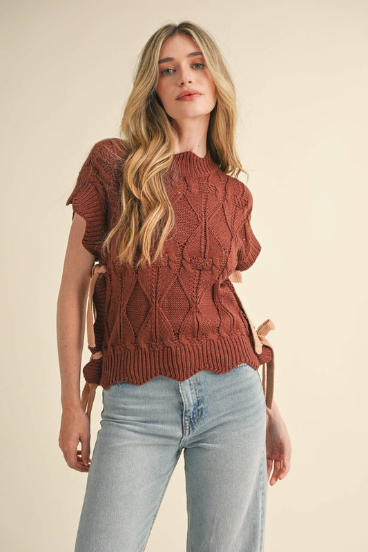 (M Tops) Cropped Sweater Vest (M-CV21)